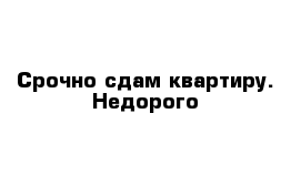 Срочно сдам квартиру. Недорого